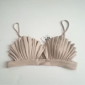 Blithe LA Seashell Pleated Bralette in Beige | Size Small